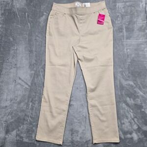 Kim Rogers Tummy Control Pull On Straight Leg Pants Sand Beige 12S EA817Y6M6